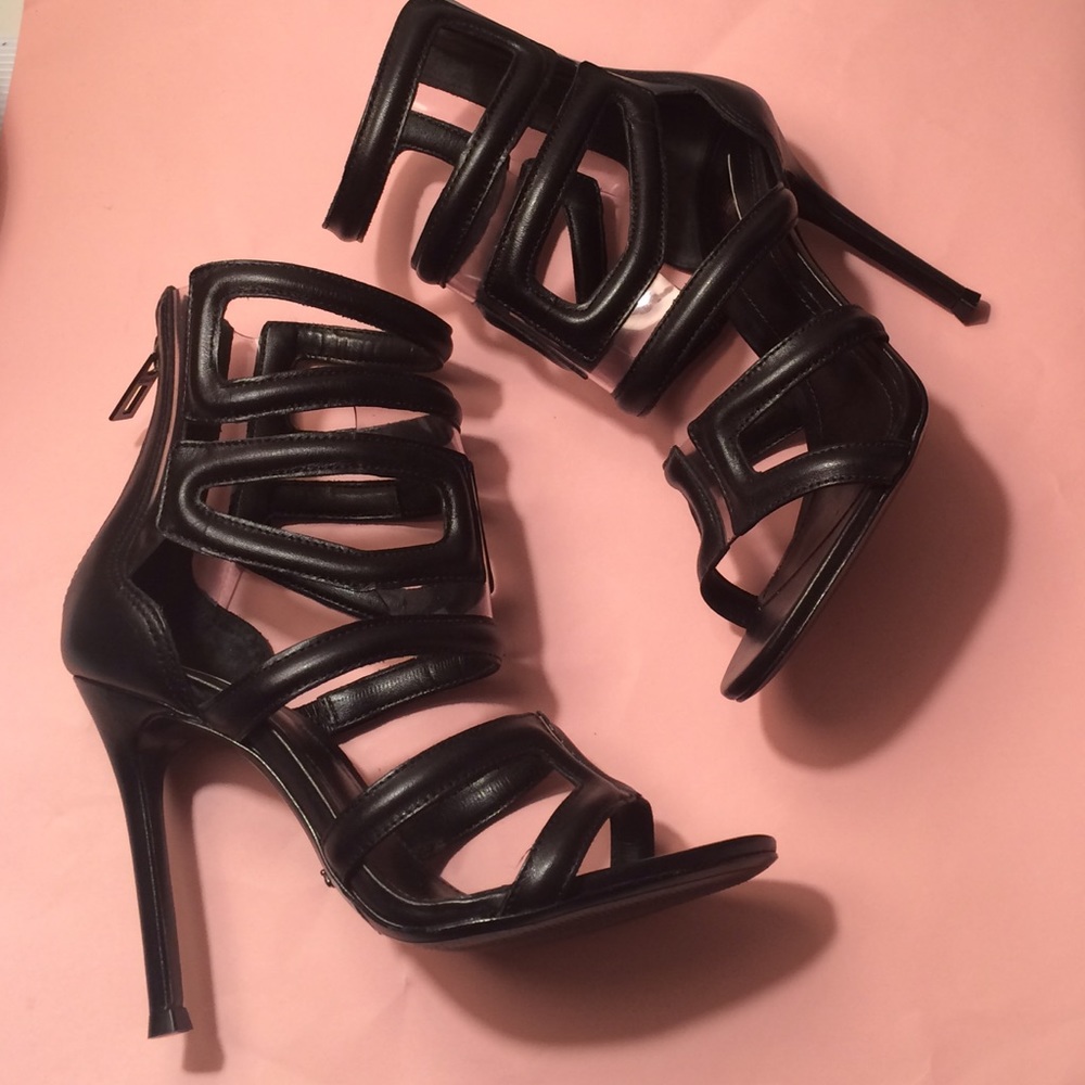 Schutz sandals w geometric cut outs